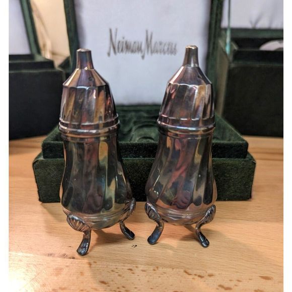 Vintage 7 pc Neiman Marcus Silver-Plated Serving Set in Green Velvet Box - Picture 8 of 16